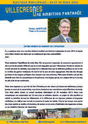 lettre ouverte au candidat de l'opposition de Daniel WAPPLER - Villecresnes Ambition à Gérard GUILLE - Bien Vivre à Villecresnes