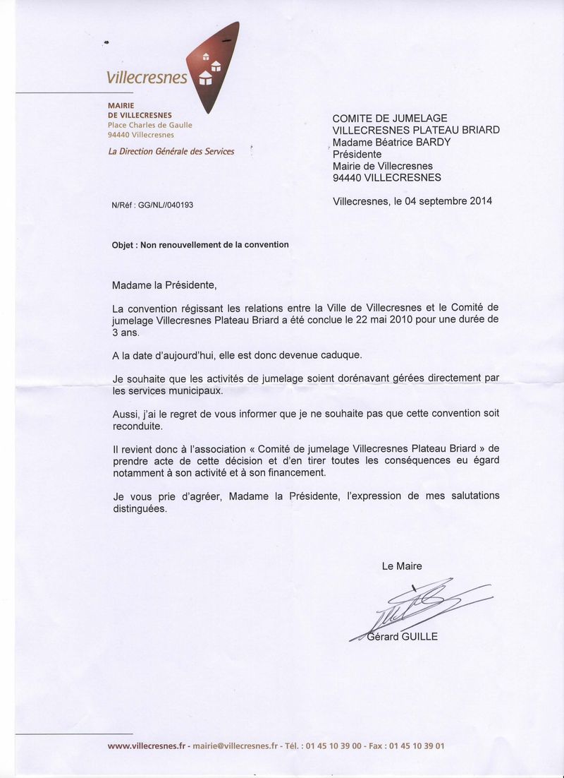 Lettre du maire